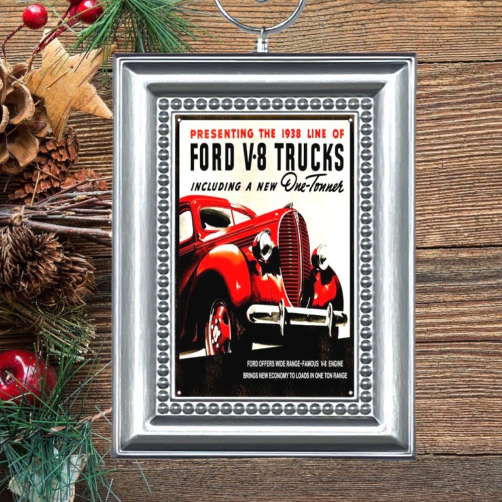 1938 Ford V8 Trucks Advertisement Retro Ad Nostalgic Christmas Tree Ornament